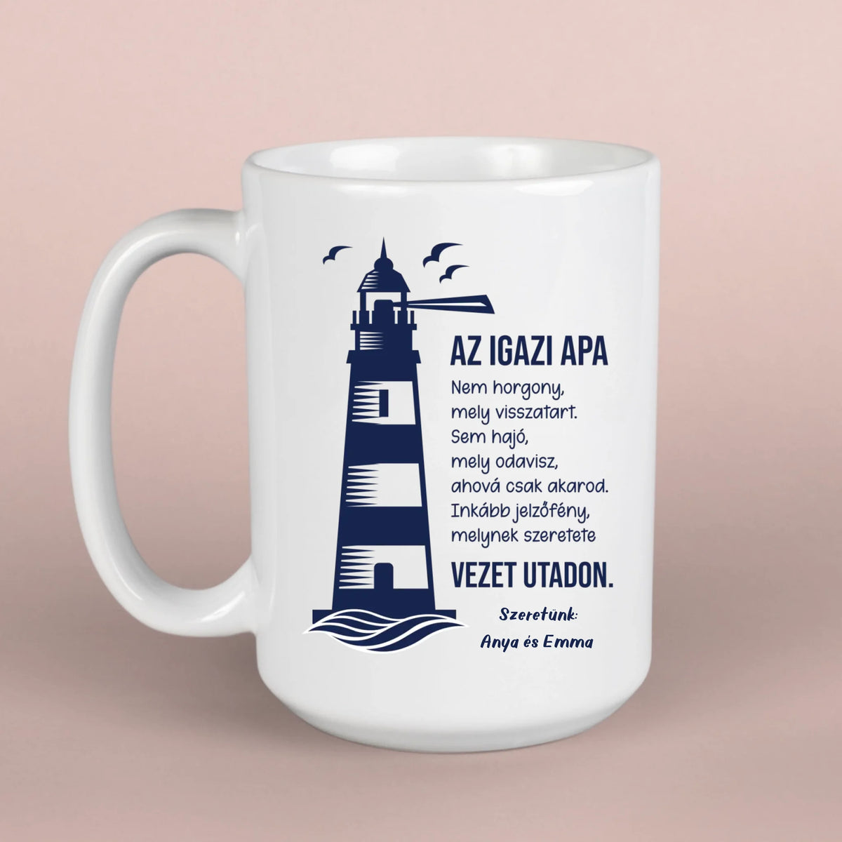 Világítótornyos Apák napja bögre