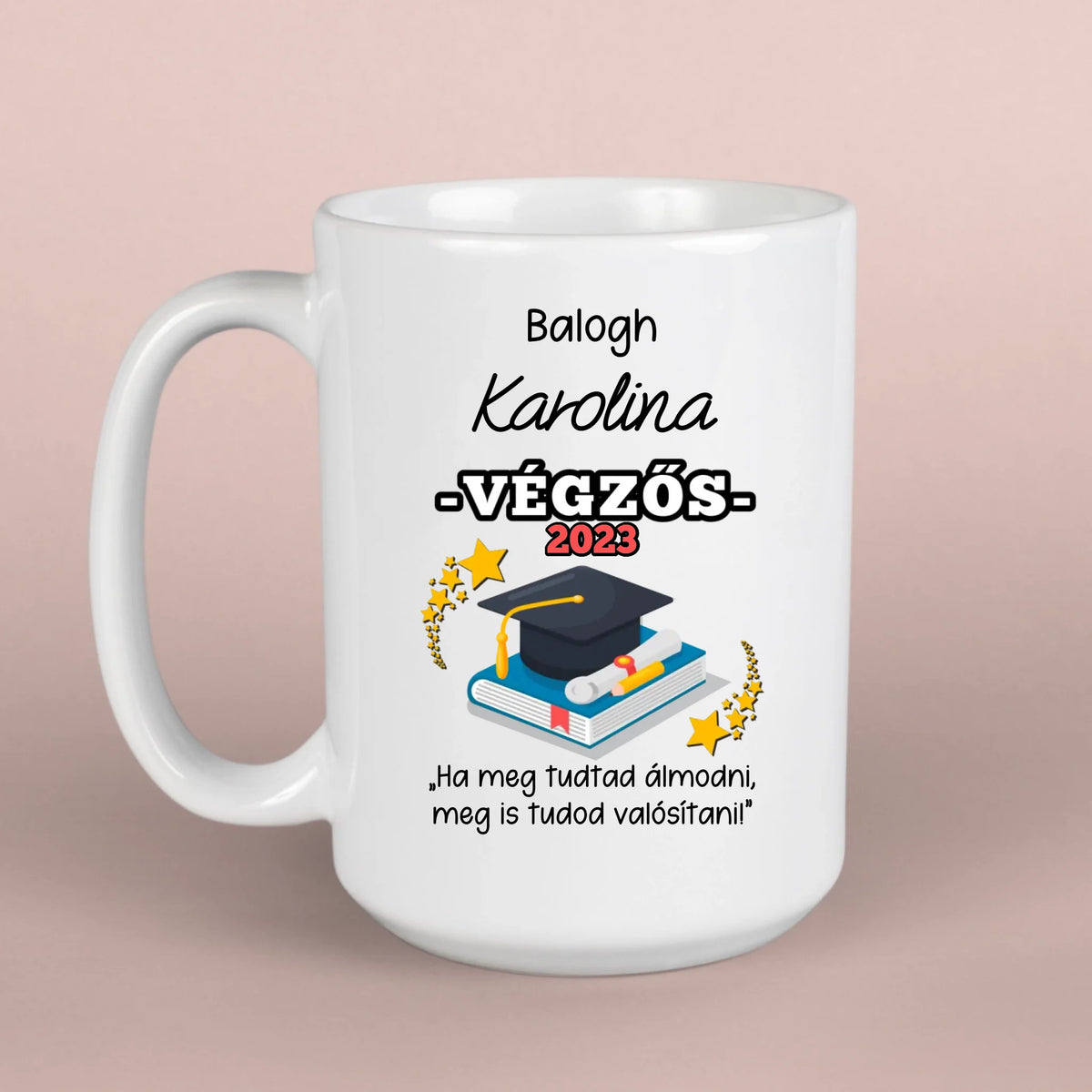 Ballagási ajándék saját neves bögre