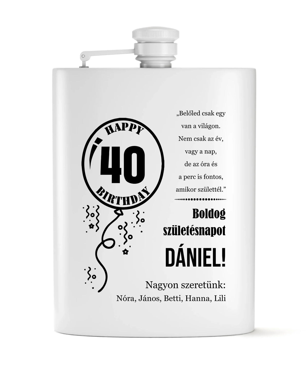 40. szülinapi ajándék – gravírozott flaska szett