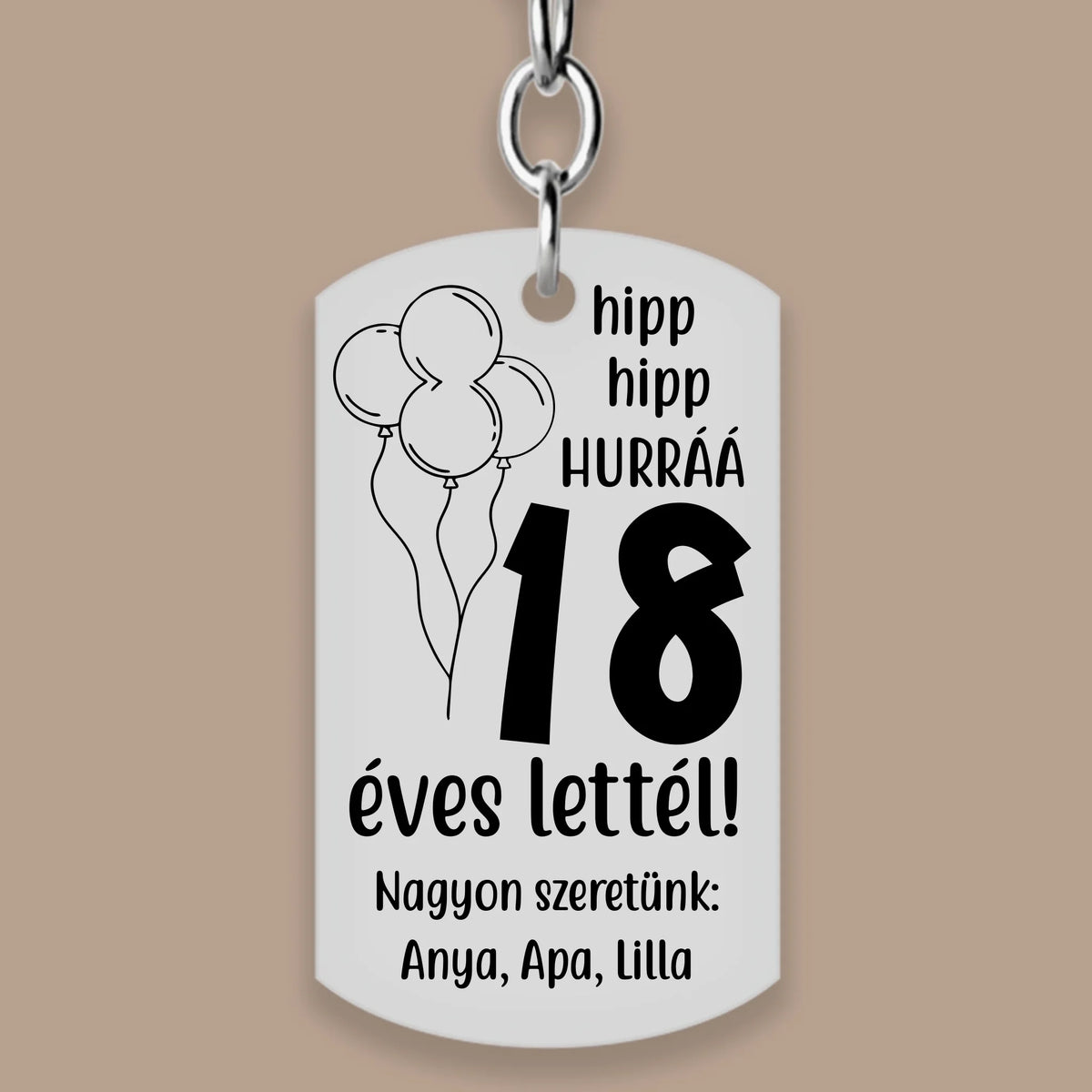 18. szülinapi ajándék kulcstartó