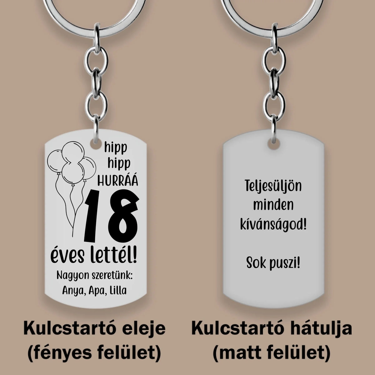18. szülinapi ajándék kulcstartó