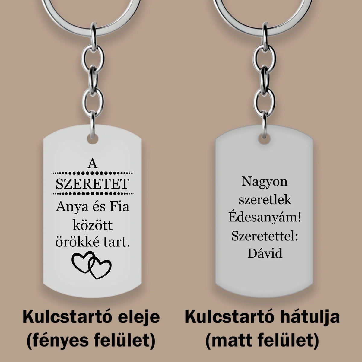 Anya-Fia ajándék, gravírozott kulcstartó