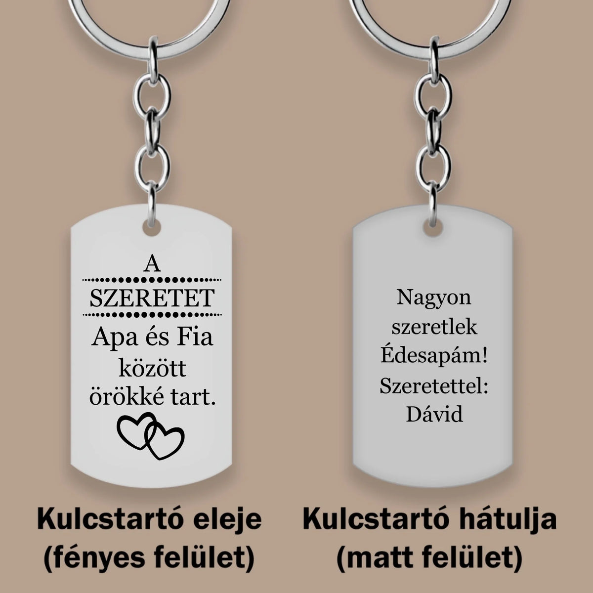 Apa fia ajándék kulcstartó