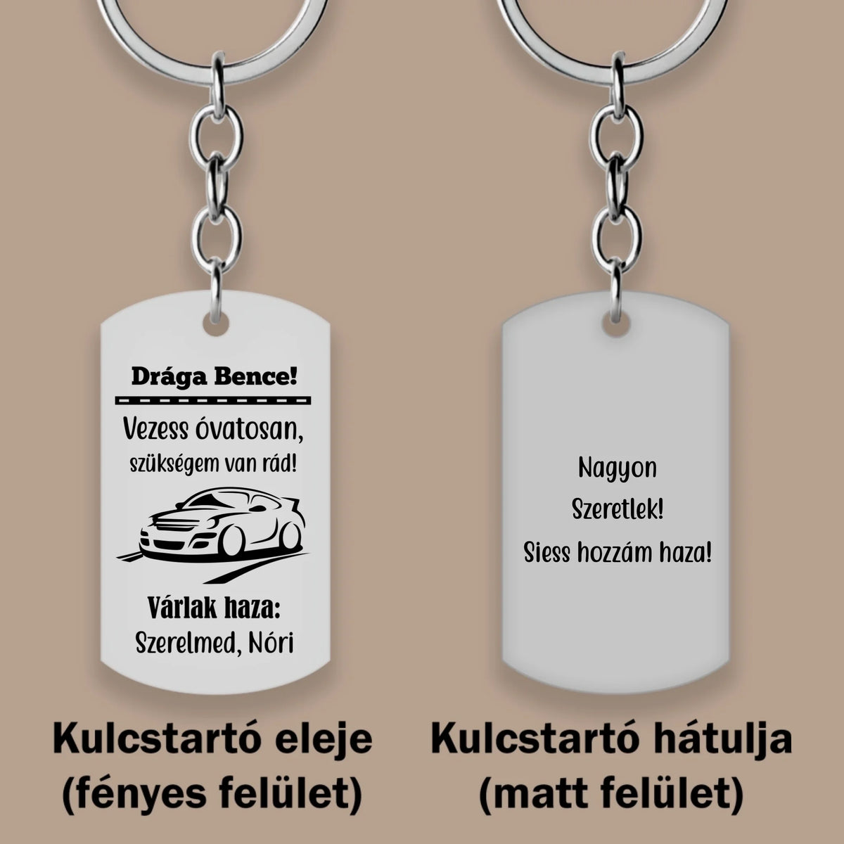 Autós ajándék férfiaknak – gravírozott kulcstartó