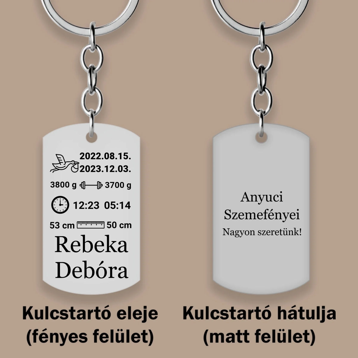 Baba emlékőrző kulcstartó – 2 gyermekes