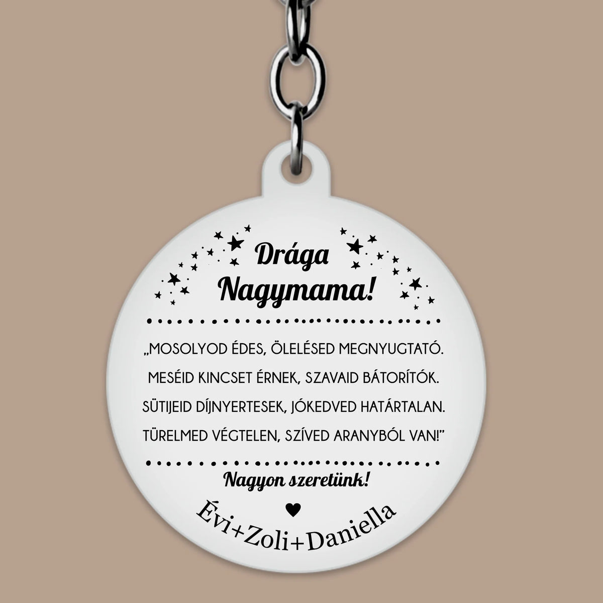 Karácsonyi ajándék mamának, gravírozott kulcstartó