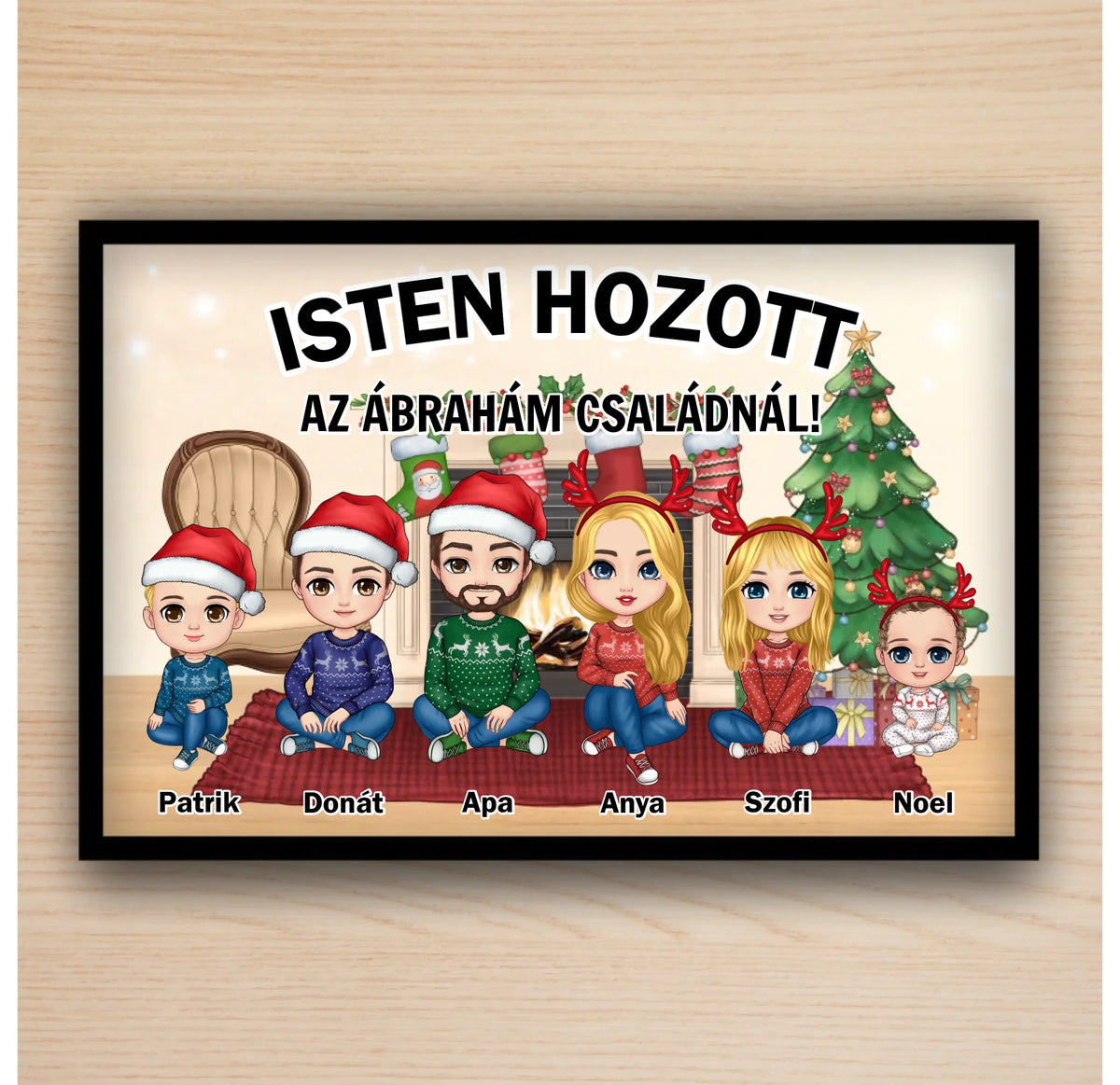 Karácsonyi családos lábtörlő