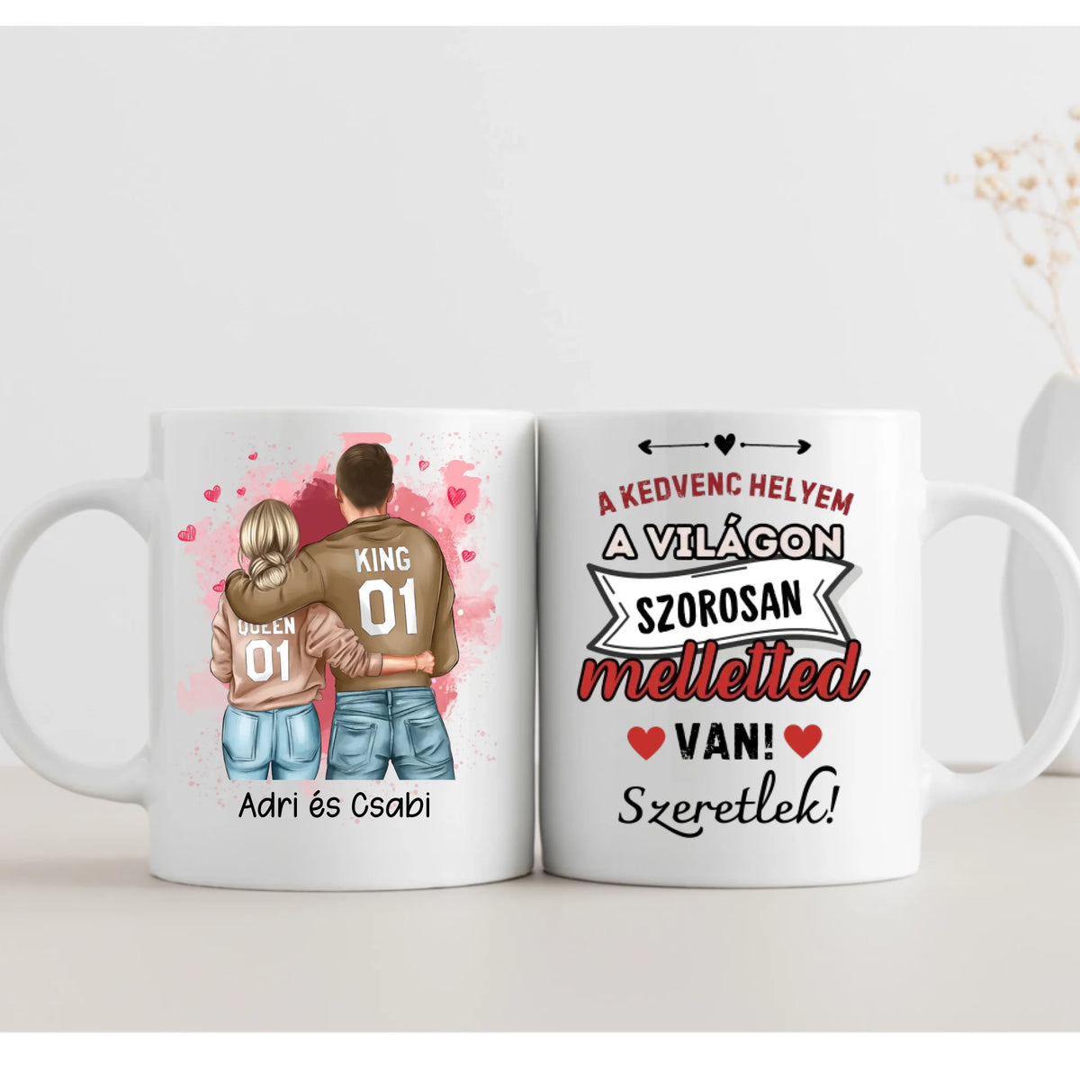 Ölelkező pár bögre, 2 oldalas