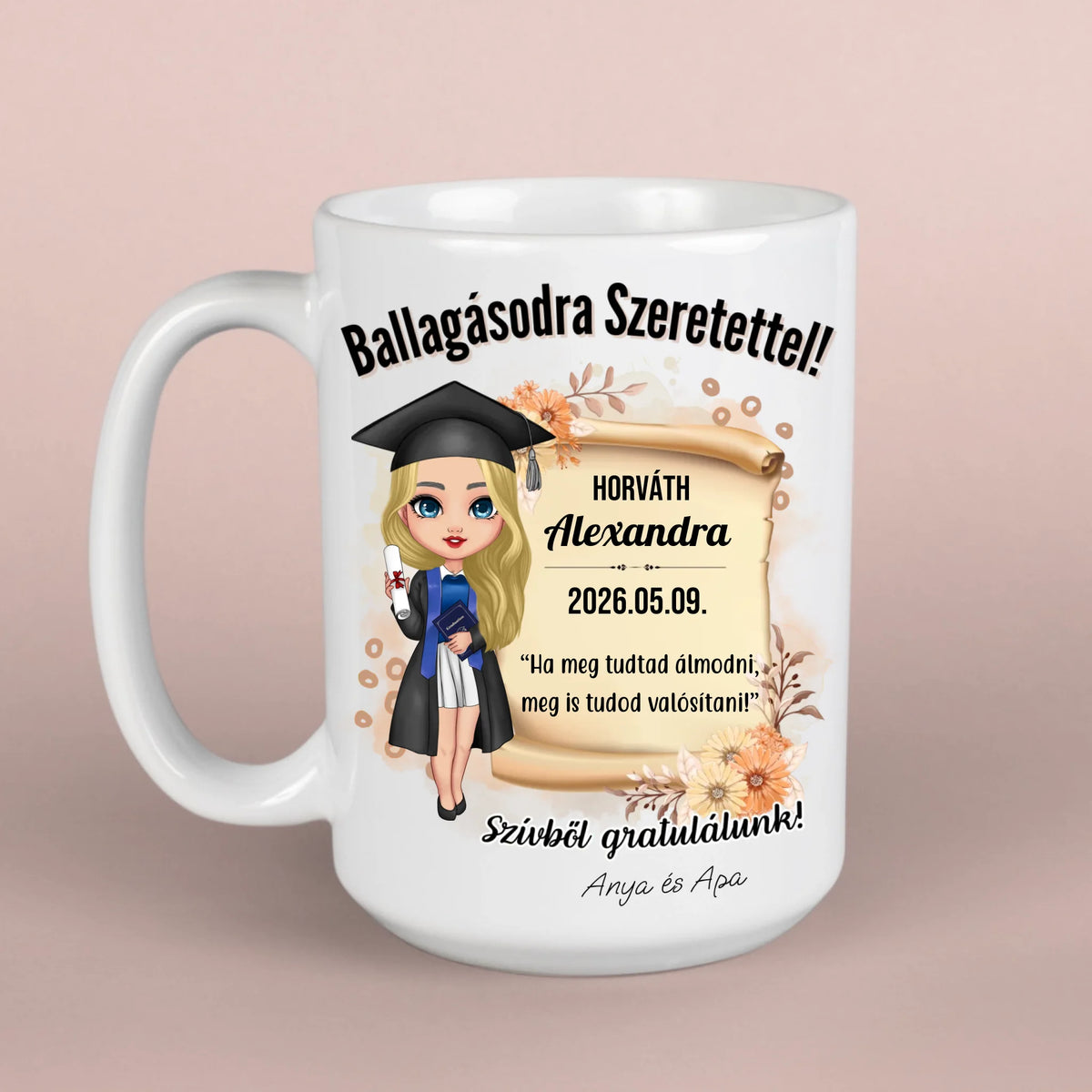 Ballagásra ajándék - lányos bögre