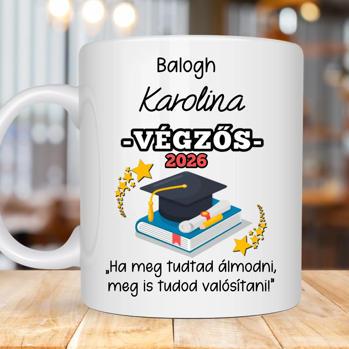 Ballagási ajándék saját neves bögre