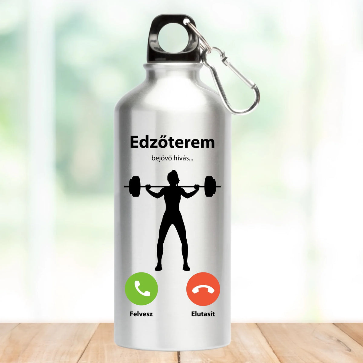 Hív az edzőterem, kulacs sportoláshoz
