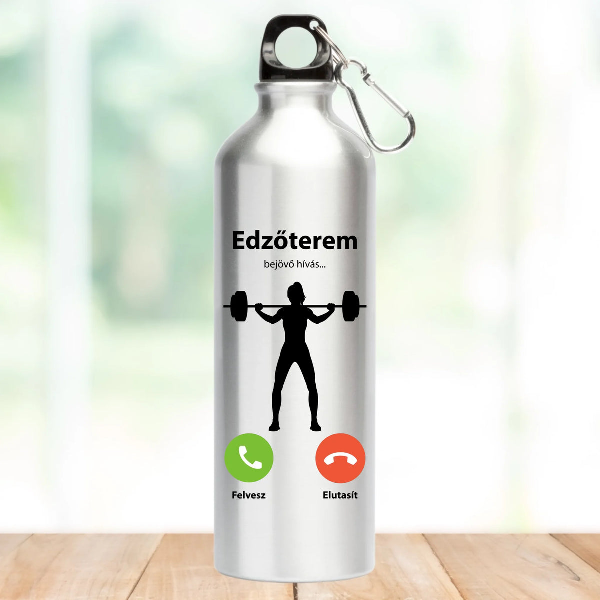 Hív az edzőterem, kulacs sportoláshoz