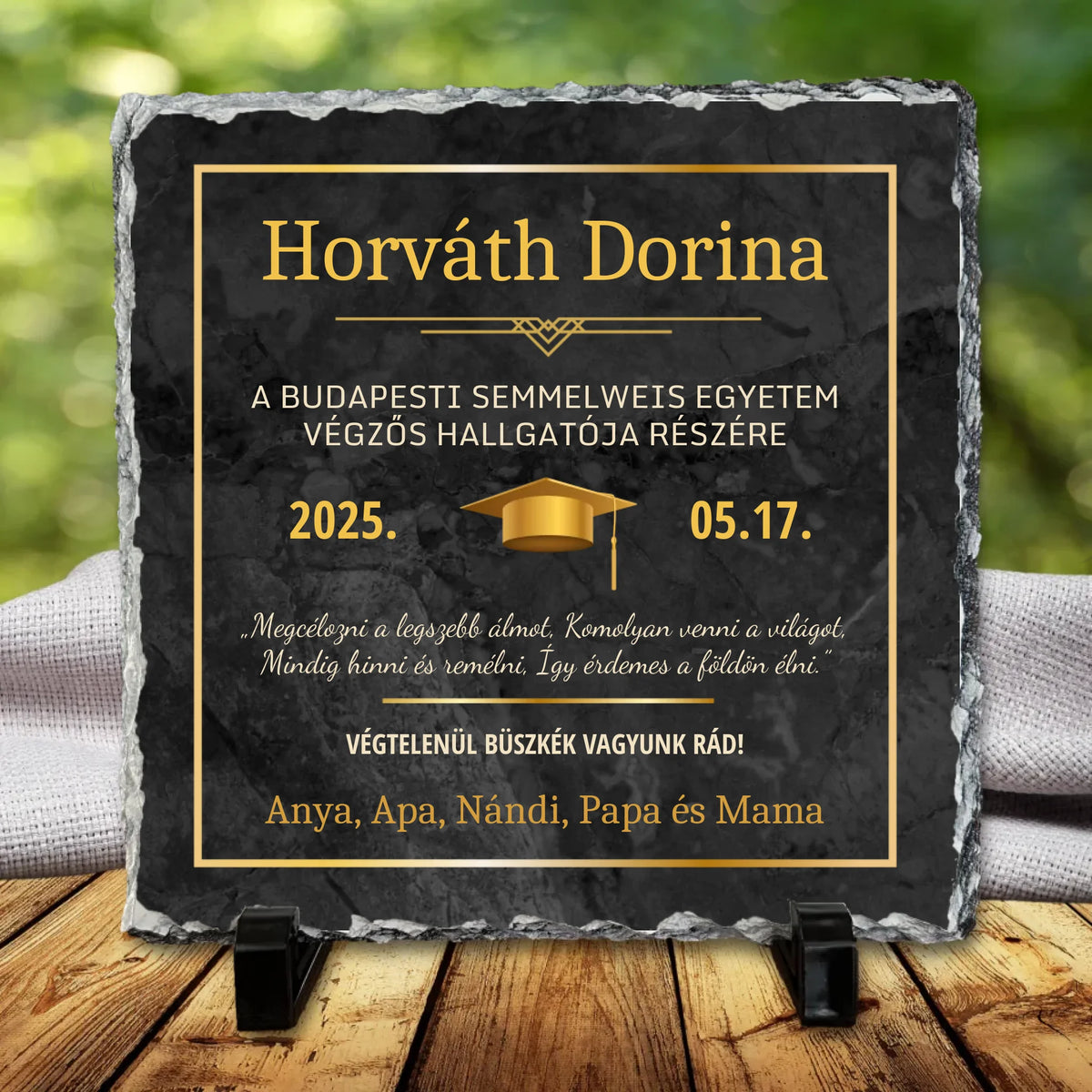 Ajándék diplomaosztóra - dekorációs kőtábla