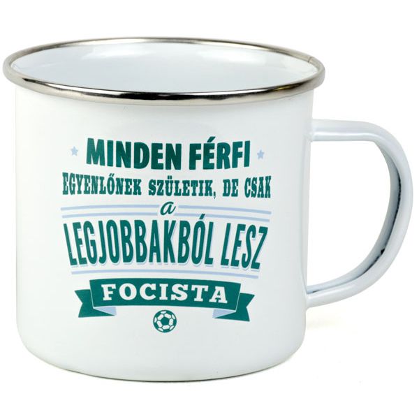 Ajándék focistáknak - fehér fémbögre