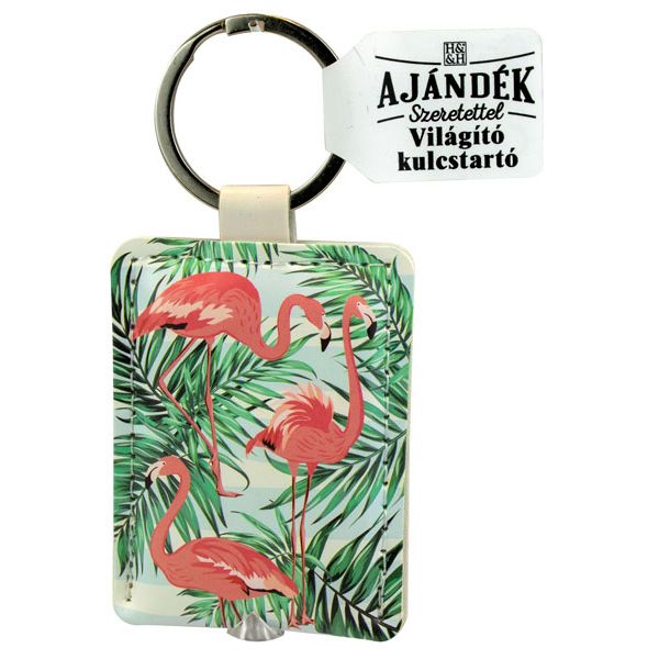 Flamingós kulcstartó - világítós
