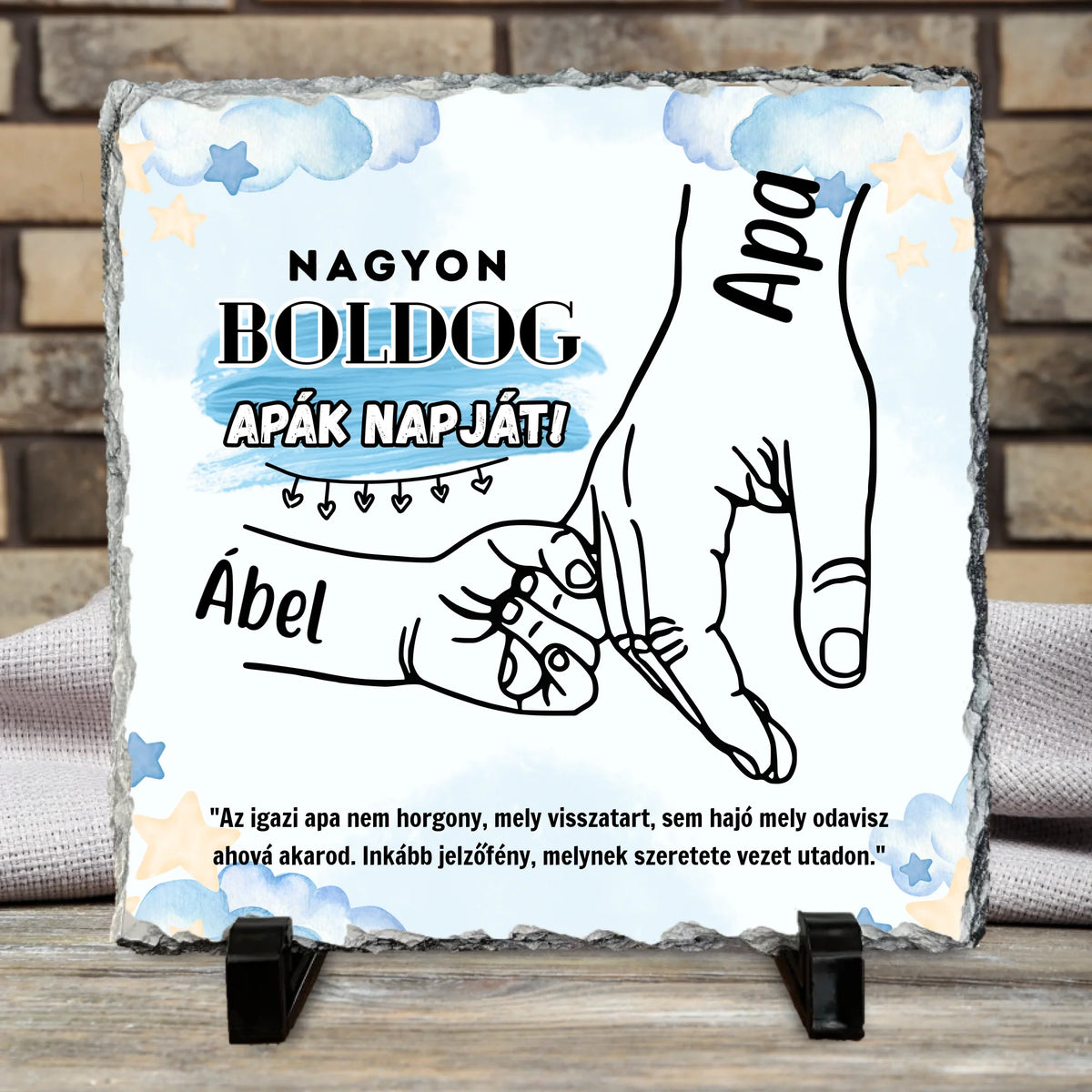 Kéz a kézben kőtábla édesapának