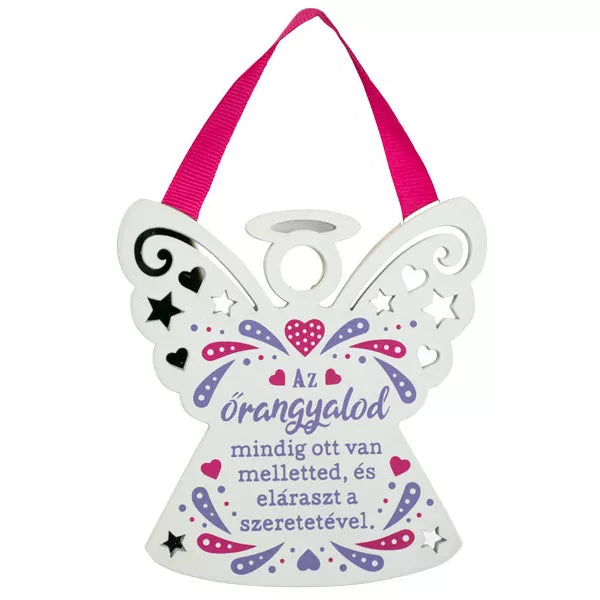 Angyal alakú fehér színű falidísz