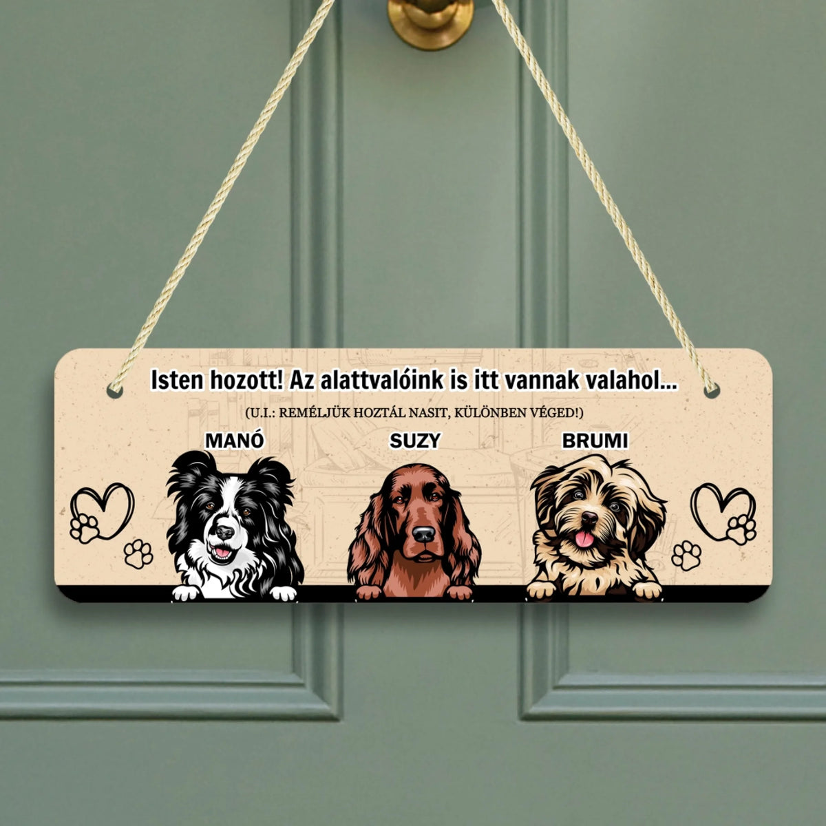 Vicces, kiskedvences ajtódísz - személyre szabható