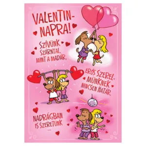 Szívünk szárnyal - Valentin napi, kutyás képeslap