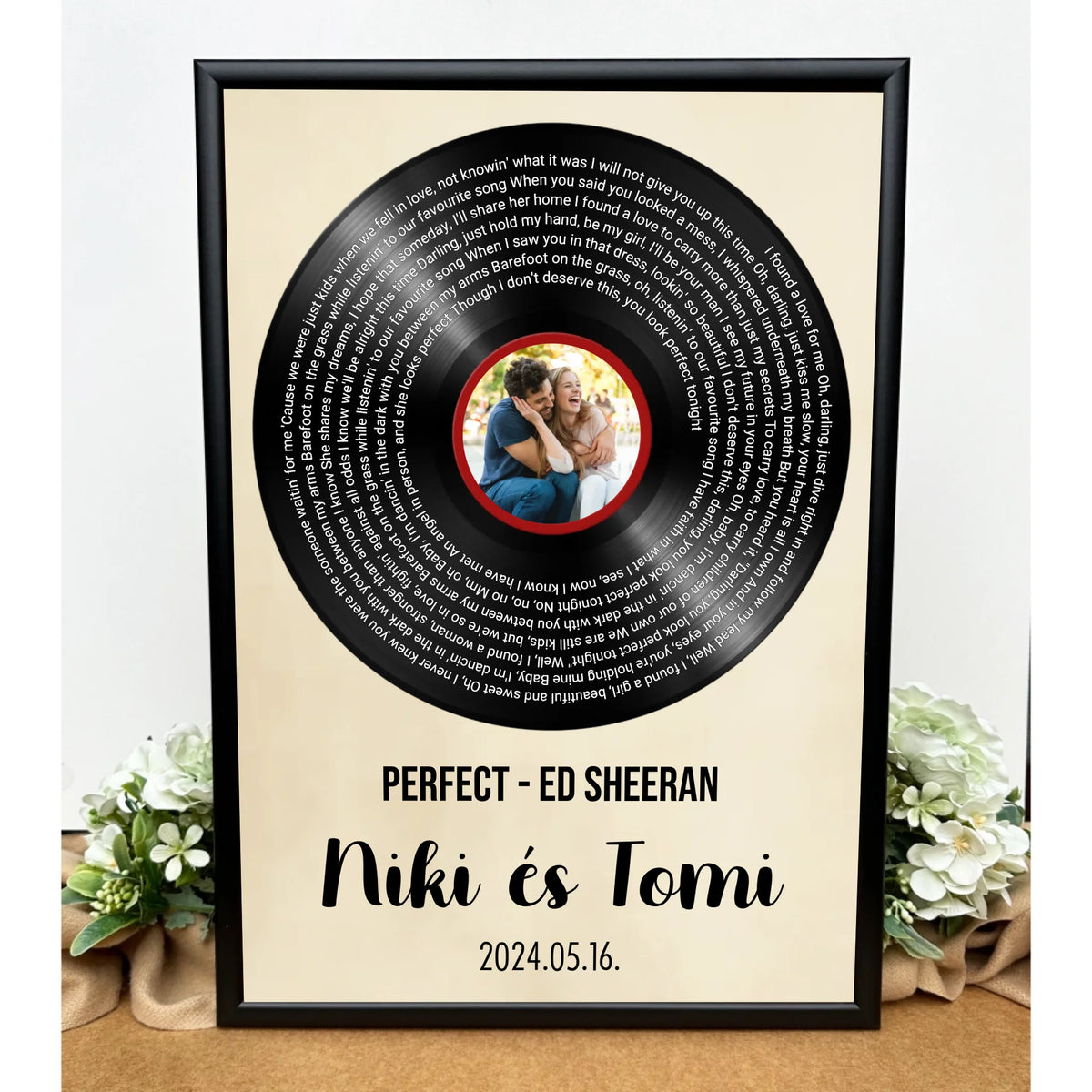 retro bakelit lemez zeneszöveggel