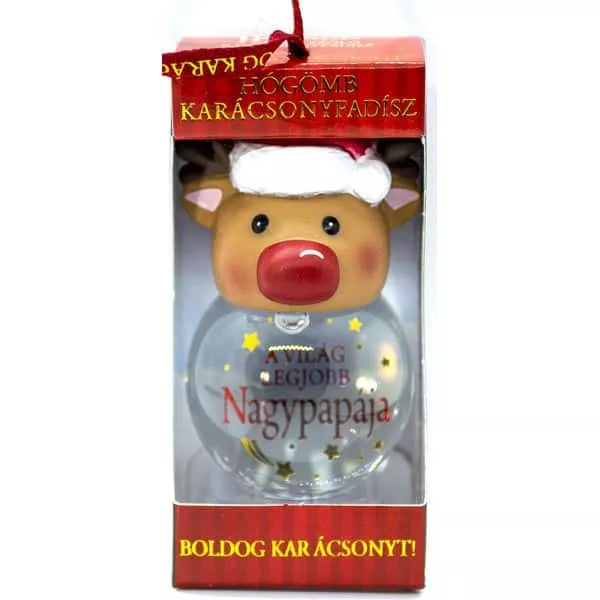 Rénszarvasos hógömb - a világ legjobb nagypapájának